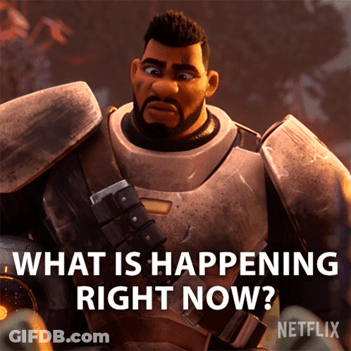 Cartoon Character Saying What Is Happening Right Now GIF