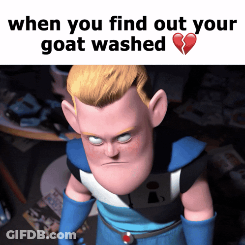 Cartoon Character Saying When You Find Out Your Goat Washed GIF