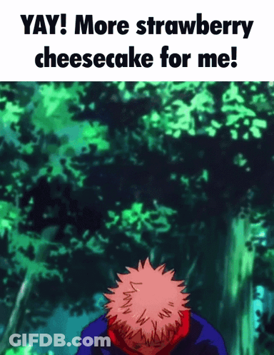 Cartoon Character Saying Yay More Strawberry Cheesecake GIF