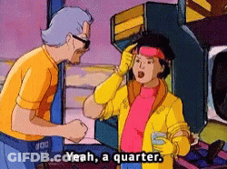 Cartoon Character Saying Yeah A Quarter And Another Character GIF