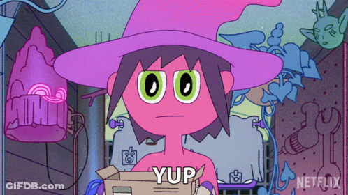 Cartoon Character Saying Yup In Purple Hat GIF