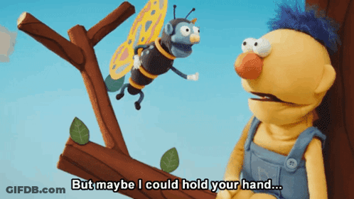 Cartoon Character Says But Maybe I Could Hold Your Hand With Butterfly GIF