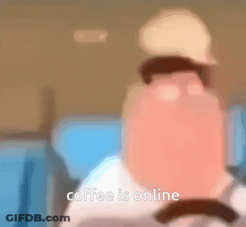 Cartoon Character Says Coffee Is Online GIF