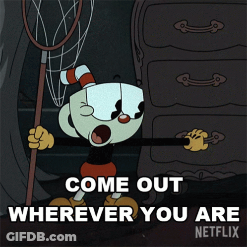 Cartoon Character Says Come Out Wherever You Are GIF
