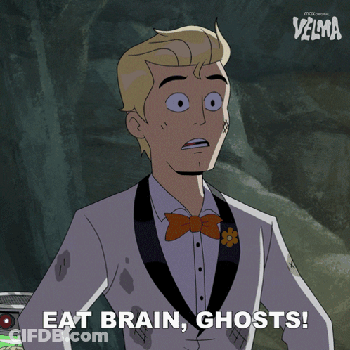 Cartoon Character Says Eat Brain Ghosts GIF