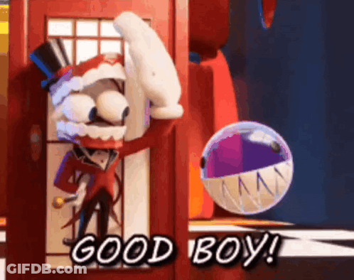 Cartoon Character Says Good Boy At Red Phone Booth GIF