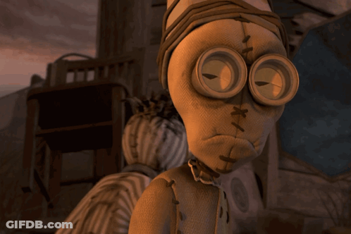 Cartoon Character Says Good Riddance In Dark Room GIF