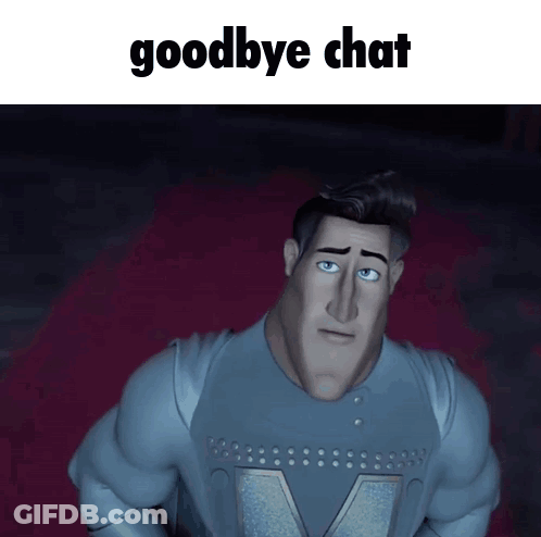 Cartoon Character Says Goodbye Chat While Looking Down GIF