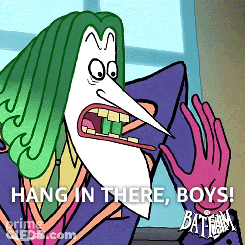 Cartoon Character Says Hang In There Boys GIF