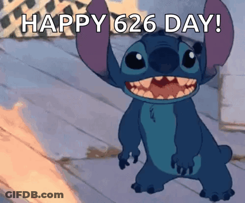 Cartoon Character Says Happy 626 Day Next To Fire GIF