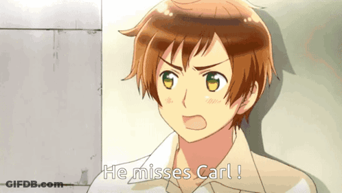 Cartoon Character Says He Misses Carl In White Shirt GIF