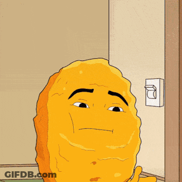 Cartoon Character Says Help Me In Front Of Blue Sign GIF