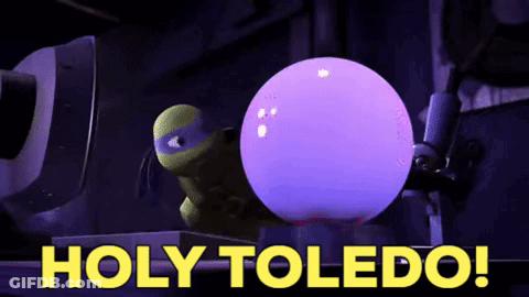 Cartoon Character Says Holy Toledo In Front Of Purple Light GIF