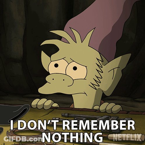 Cartoon Character Says I Don't Remember Nothing GIF