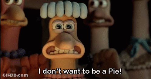 Cartoon Character Says I Don't Want To Be A Pie GIF