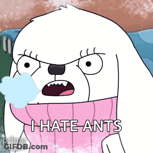 Cartoon Character Says I Hate Ants In Pink Sweater GIF