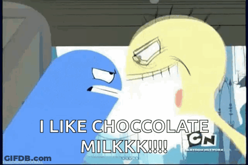 Cartoon Character Says I Like Chocolate Milk GIF