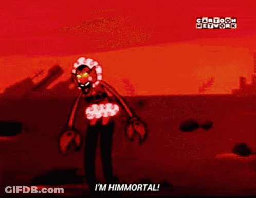 Cartoon Character Says I'm Himmortal Near Cartoon Network Logo GIF
