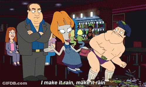 Cartoon Character Says I Make It Rain In Bar GIF