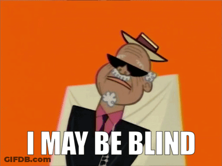 Cartoon Character Says I May Be Blind On Orange Background GIF