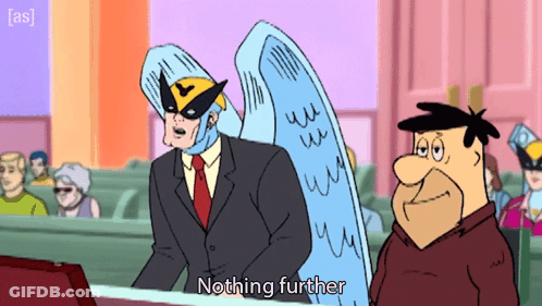Cartoon Character Says Nothing Further In Front Of Crowd GIF