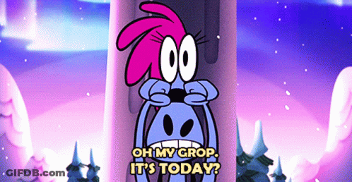 Cartoon Character Says Oh My Grop It's Today Beside Tree GIF