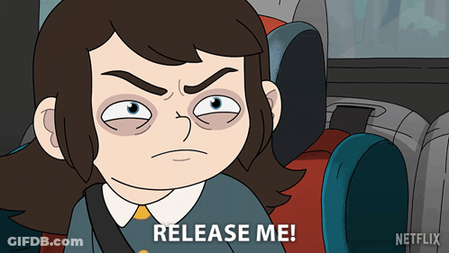 Cartoon Character Says Release Me In Car GIF