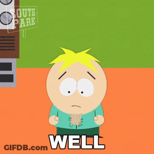 Cartoon Character Says Sorry Mom In Front Of South Park Sign GIF