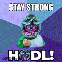 Cartoon Character Says Stay Strong Hodl Purple Blue GIF
