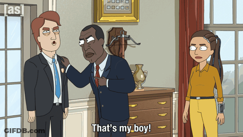 Cartoon Character Says That's My Boy In Front Of Dresser GIF