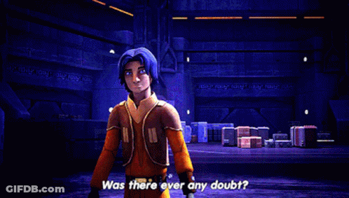 Cartoon Character Says Was There Ever Any Doubt In Dark Room GIF