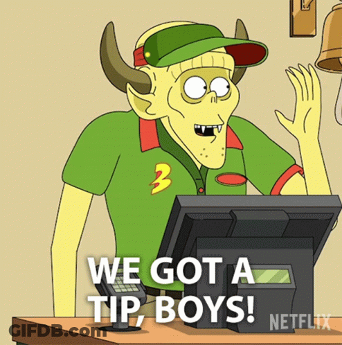 Cartoon Character Says We Got A Tip Boys In Front Of Computer GIF