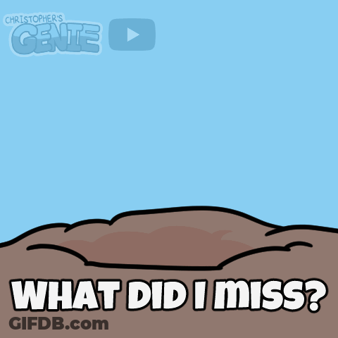 Cartoon Character Says What Did I Miss In Front Of Blue Background GIF