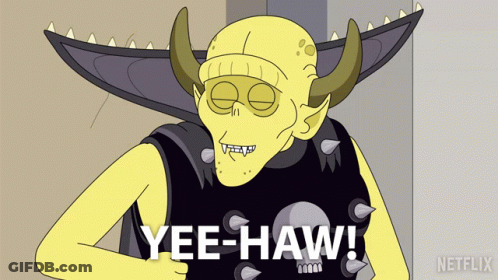 Cartoon Character Says Yee-Haw With Netflix Logo GIF