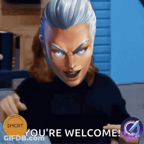 Cartoon Character Says Youre Welcome In Front Of Coin That Says Mcrt GIF