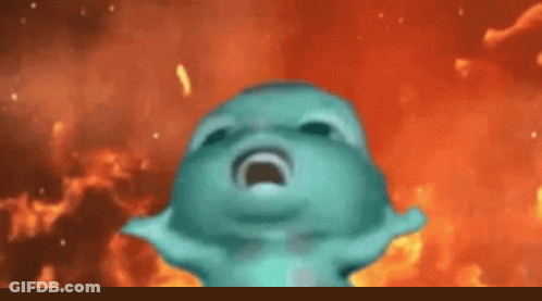 Cartoon Character Screaming In Front Of Fire GIF