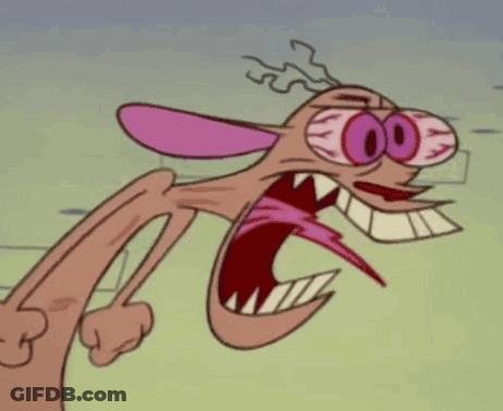 Cartoon Character Screaming With Pink Eyes And Big Mouth GIF