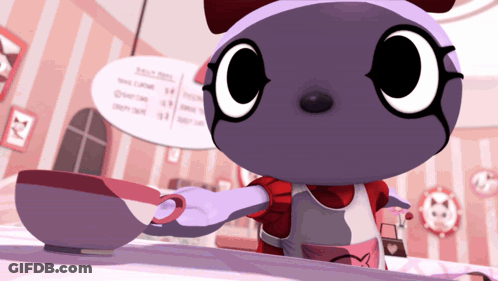 Cartoon Character Serving Coffee In Cafe GIF