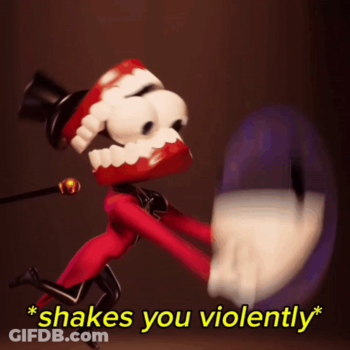 Cartoon Character Shakes You Violently While Kicking GIF