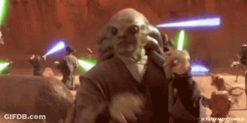 Cartoon Character Singing Into Microphone Holding Donut And Lightsaber GIF