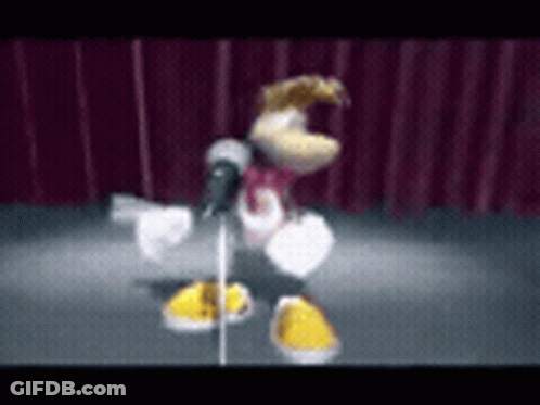Cartoon Character Singing Into Microphone On Stage GIF