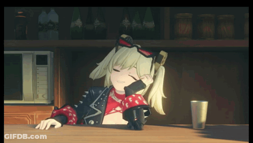 Cartoon Character Sitting At Bar With Eyes Closed And Soda GIF