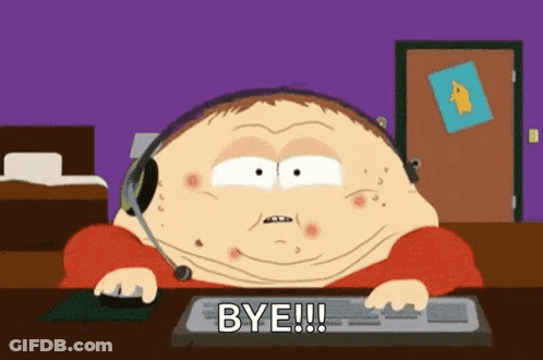 Cartoon Character Sitting At Desk Saying Bye GIF