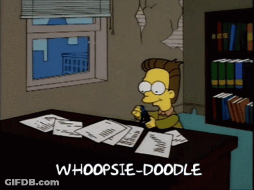 Cartoon Character Sitting At Desk Saying Whoopsie-Doodle GIF