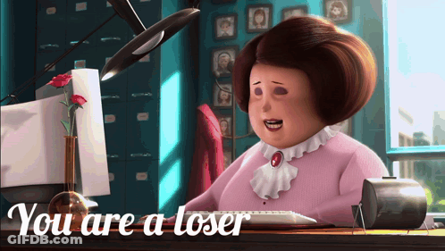 Cartoon Character Sitting At Desk Saying You Are A Loser GIF