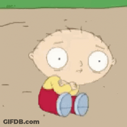 Cartoon Character Sitting Cross-Legged With Wide Eyes GIF