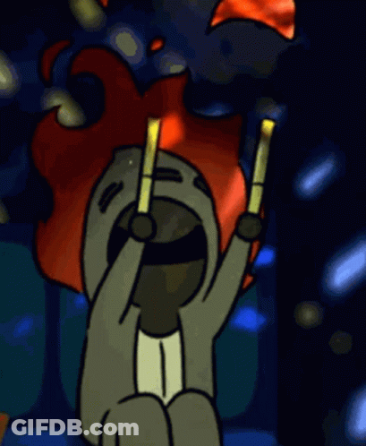 Cartoon Character Sitting Holding Sticks GIF