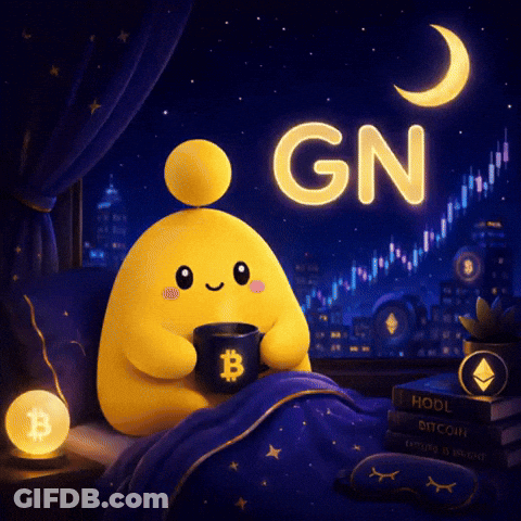 Cartoon Character Sitting In Bed With Coffee And GN GIF