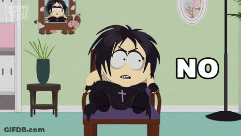 Cartoon Character Sitting In Chair Saying No GIF