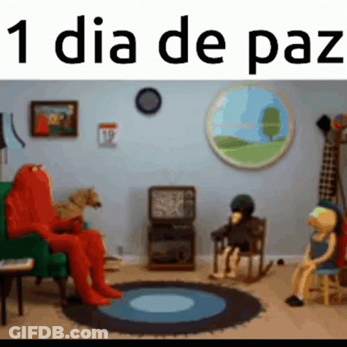 Cartoon Character Sitting In Chair With Dog GIF